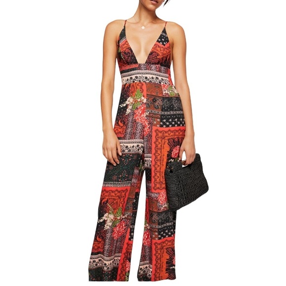 Free People Women's Margarita Patchwork Jumpsuit Size 0 - Picture 1 of 7